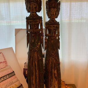 Antique vintage original Indonesian Bali Balinese carved wood figure statues